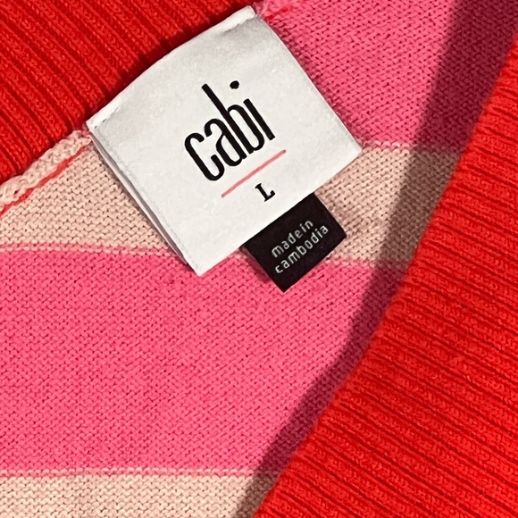 Cabi Colorful Striped SWEET TOOTH V-neck Sweater Women’s Size Large - Picture 5 of 6